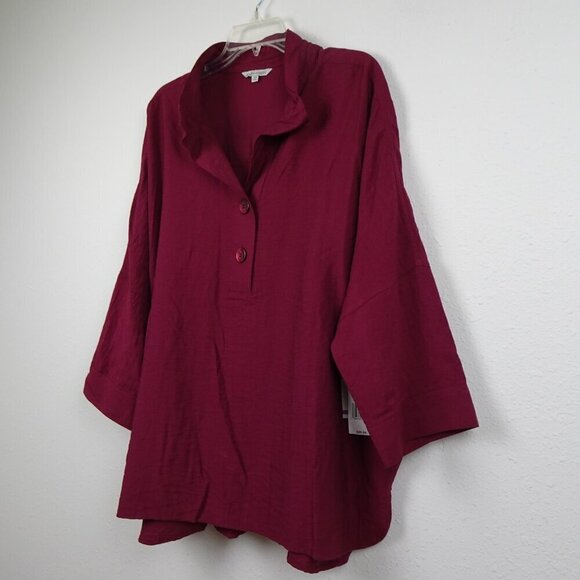John Mark Tunic Top Women's Plus Size 2X Red Wine Color Relaxed Fit - Picture 3 of 10